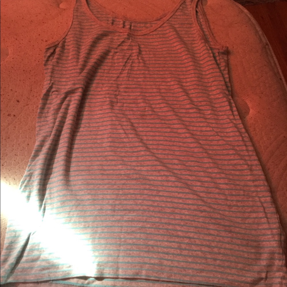 Gray and blue striped tank top